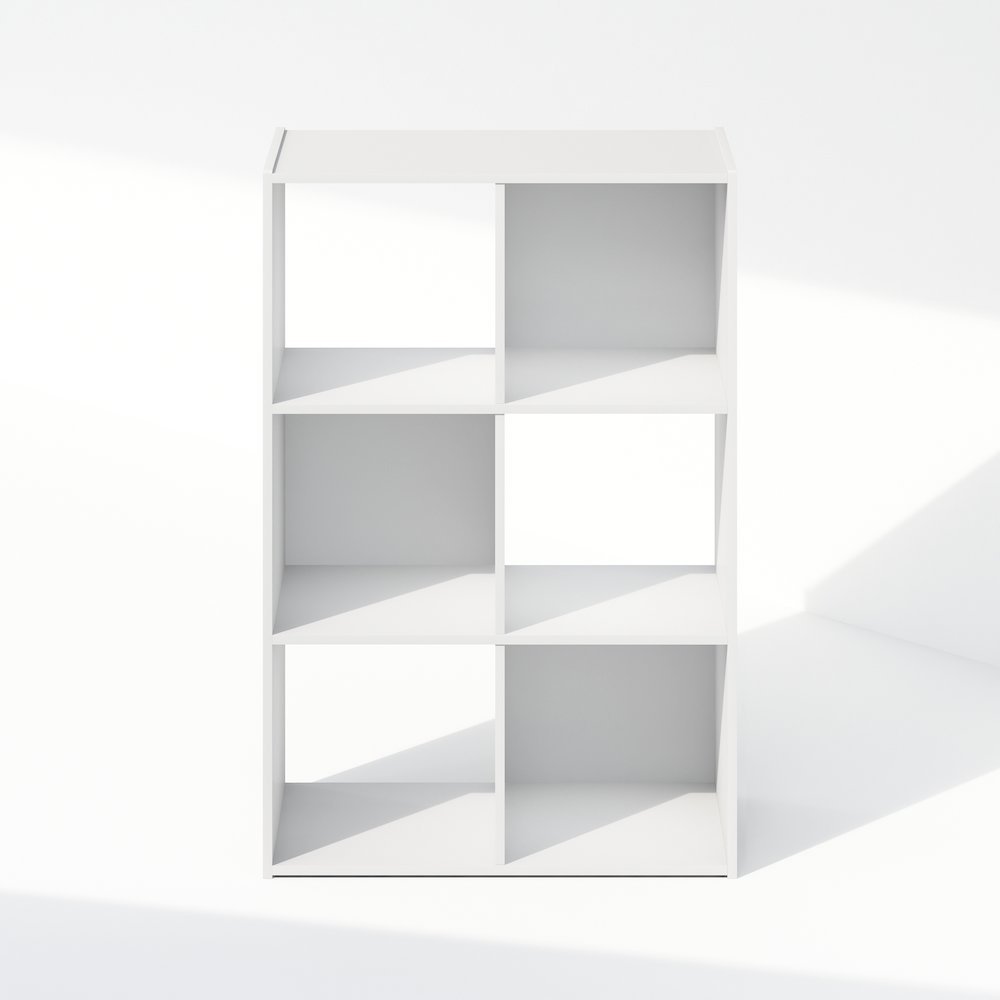 Pelli Cubic Storage Cabinet, Bookcase, Bookshelf, 6-Cube, White. Picture 3