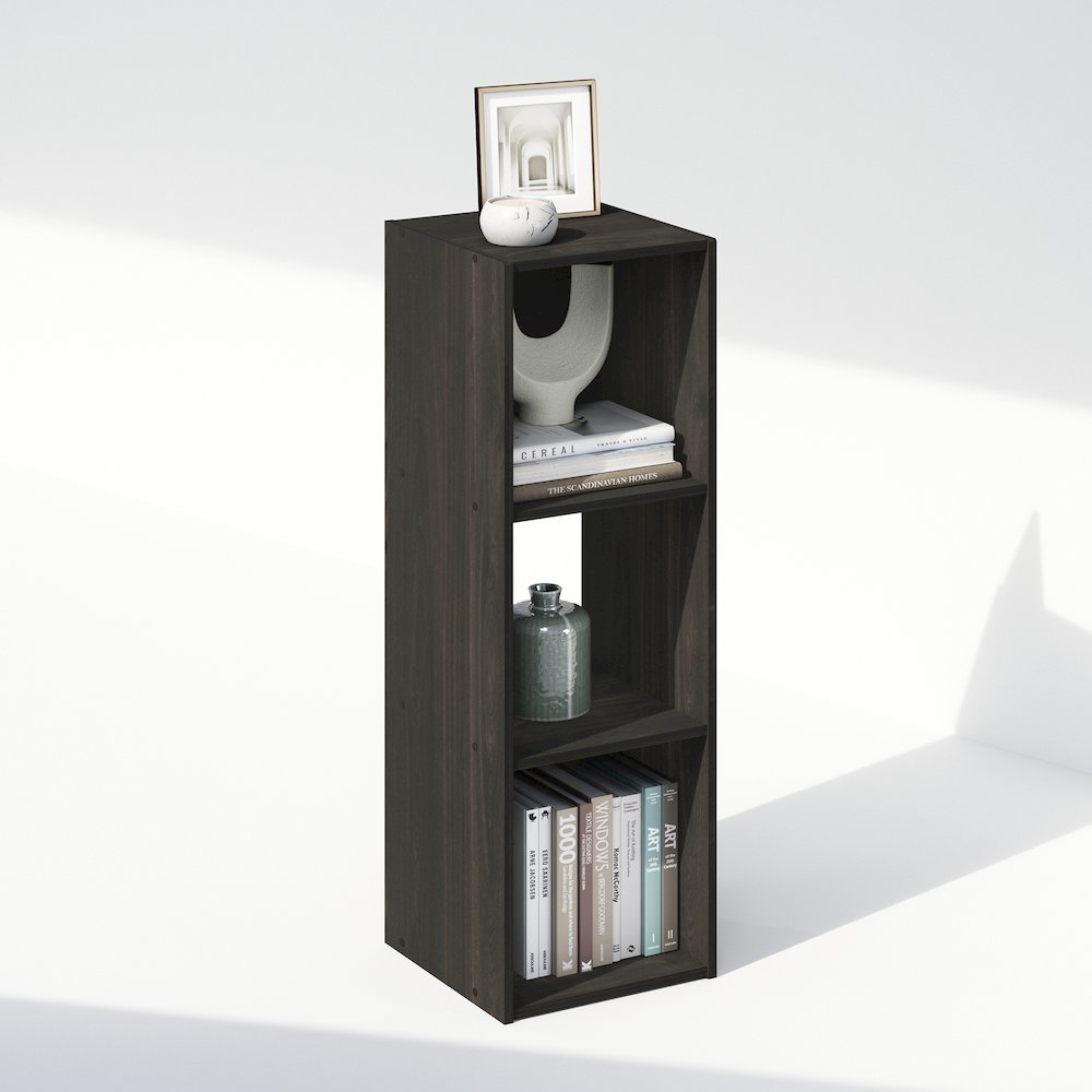Pelli Cubic Storage Cabinet, Bookcase, Bookshelf, 3-Cube, Espresso. Picture 4
