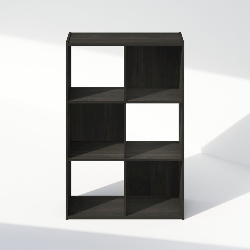 Pelli Cubic Storage Cabinet, Bookcase, Bookshelf, 6-Cube, Espresso. Picture 3