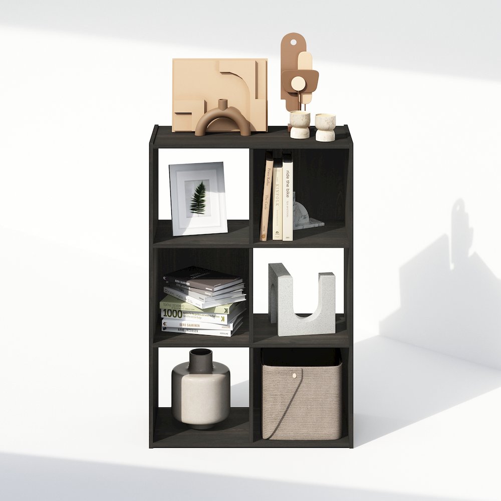 Pelli Cubic Storage Cabinet, Bookcase, Bookshelf, 6-Cube, Espresso. Picture 5