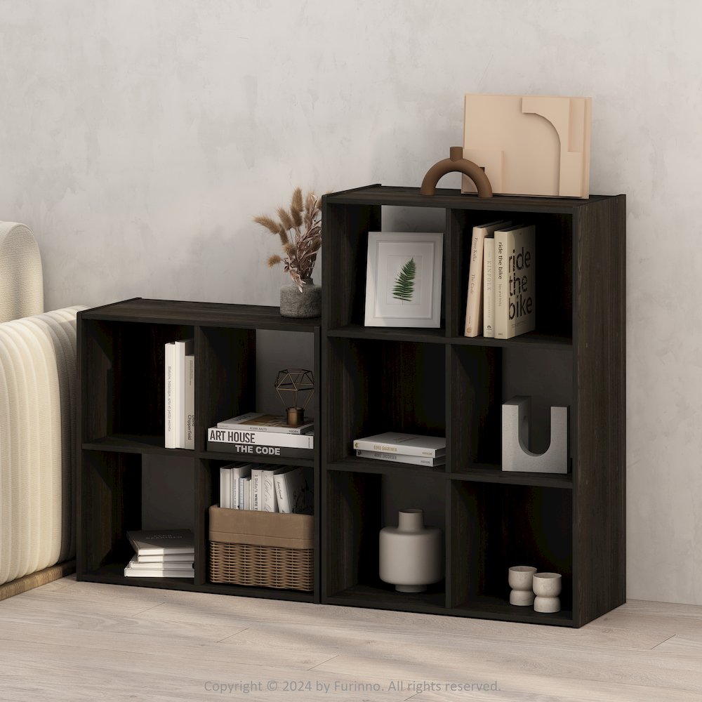 Pelli Cubic Storage Cabinet, Bookcase, Bookshelf, 4-Cube, Espresso. Picture 6
