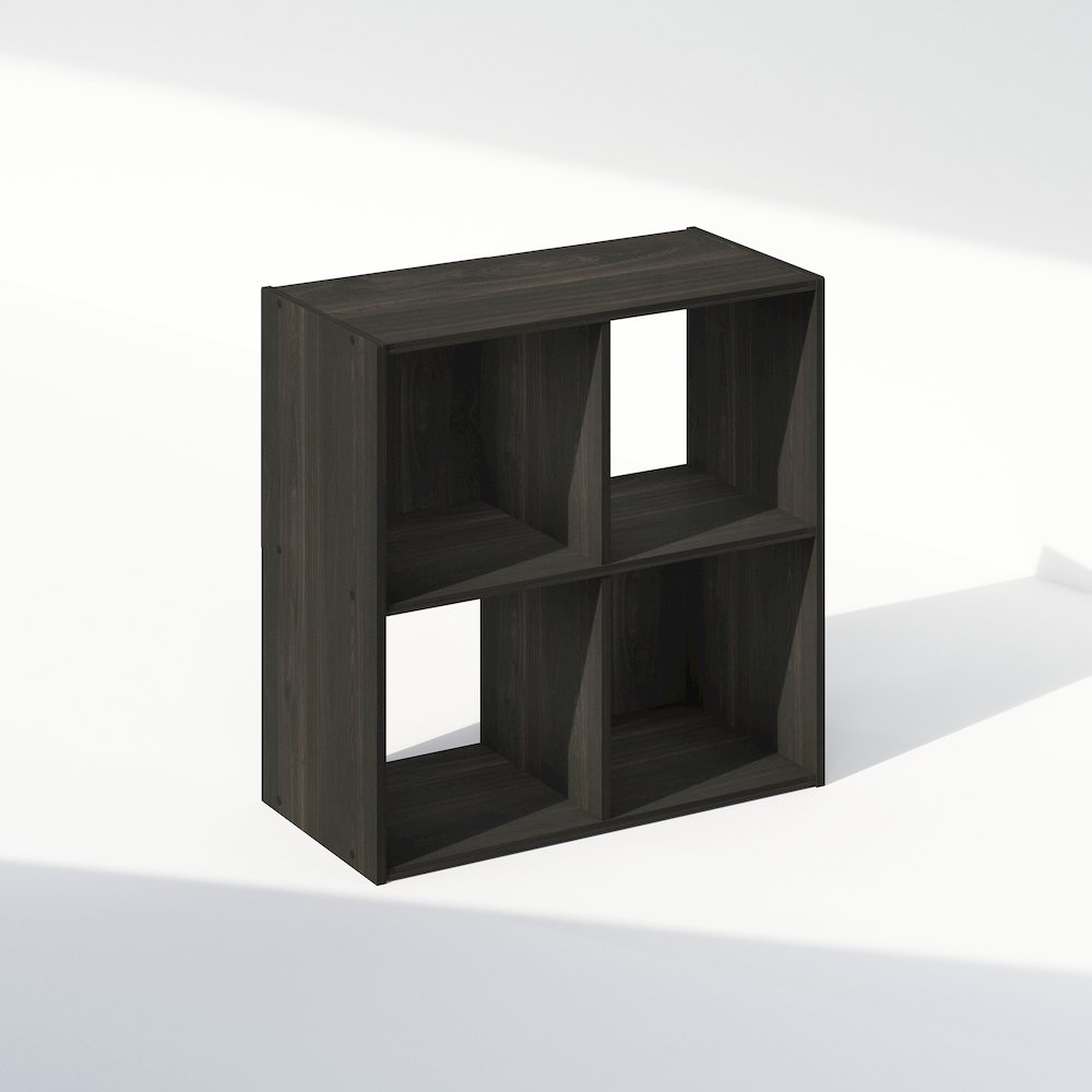 Pelli Cubic Storage Cabinet, Bookcase, Bookshelf, 4-Cube, Espresso. Picture 1