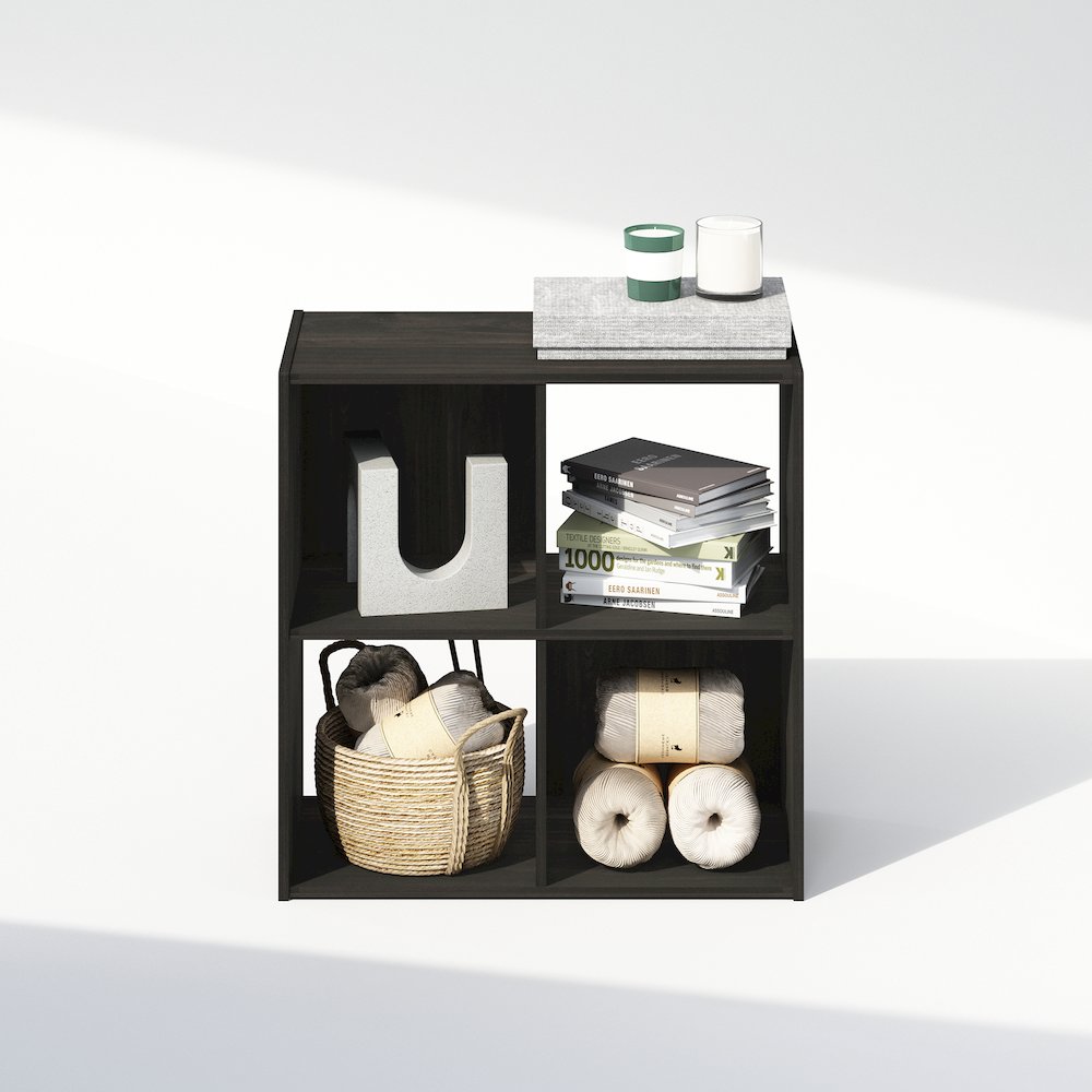 Pelli Cubic Storage Cabinet, Bookcase, Bookshelf, 4-Cube, Espresso. Picture 5
