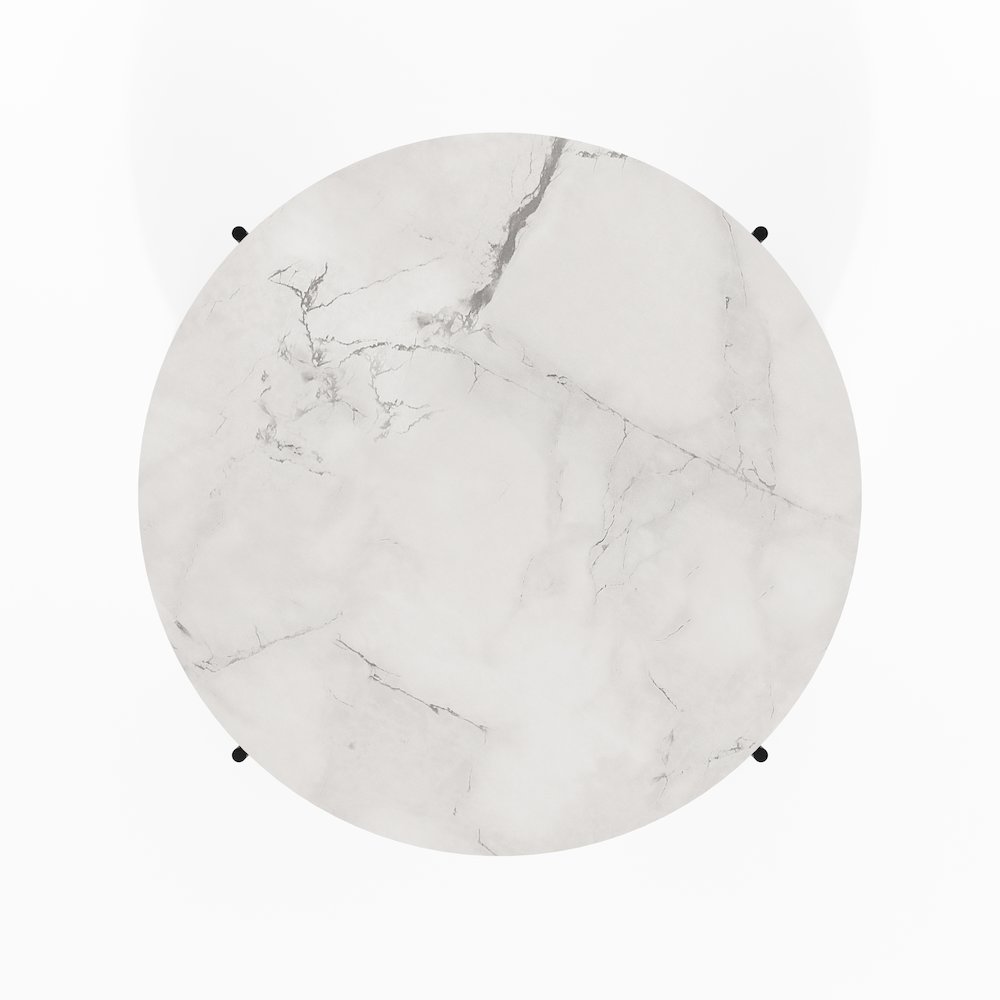 2-Tier Round Coffee Table Table with Sturdy Metal Legs, Marble White/Black. Picture 3