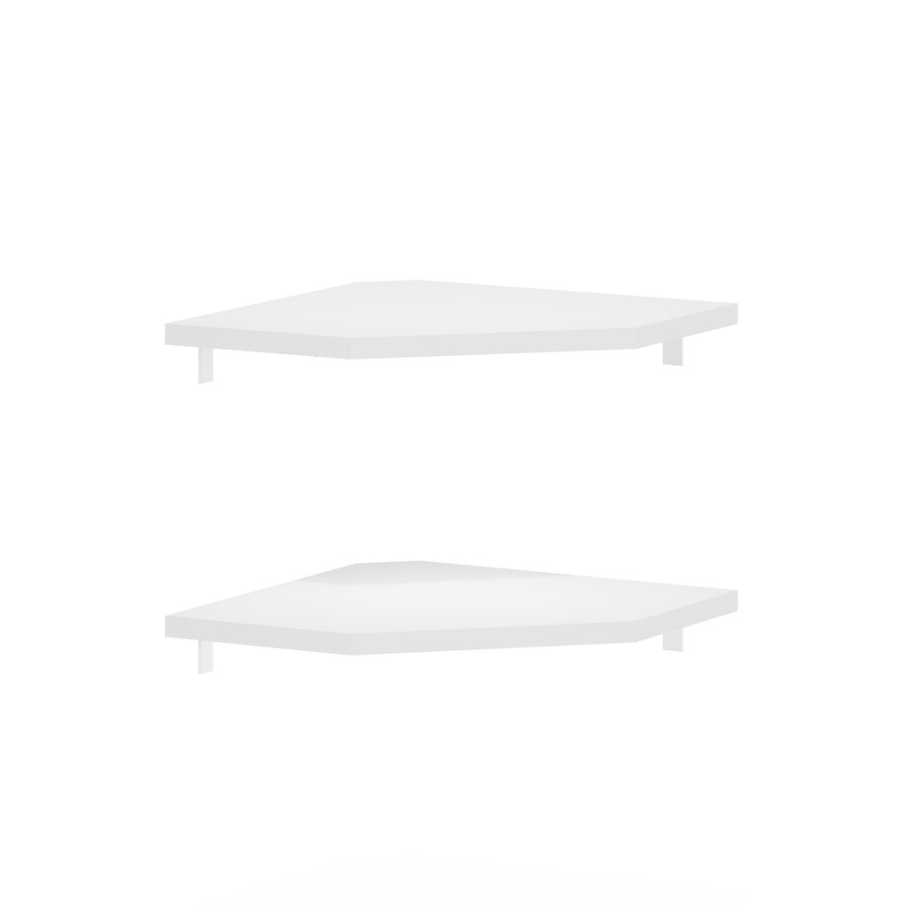 Rossi Hexagon Corner Floating Shelves, Wall Mount Display Shelf, White, Set of 2. Picture 1