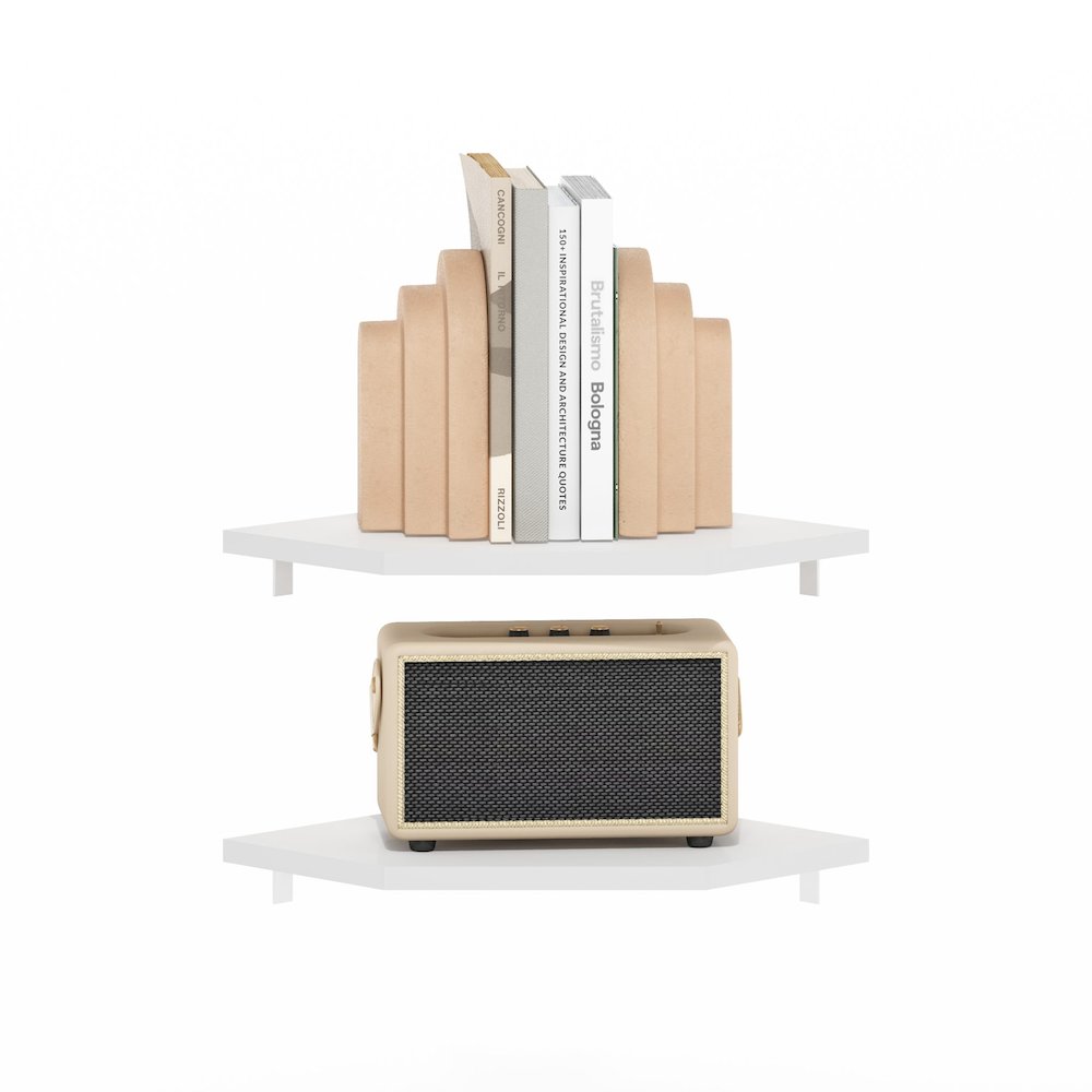 Rossi Hexagon Corner Floating Shelves, Wall Mount Display Shelf, White, Set of 2. Picture 5
