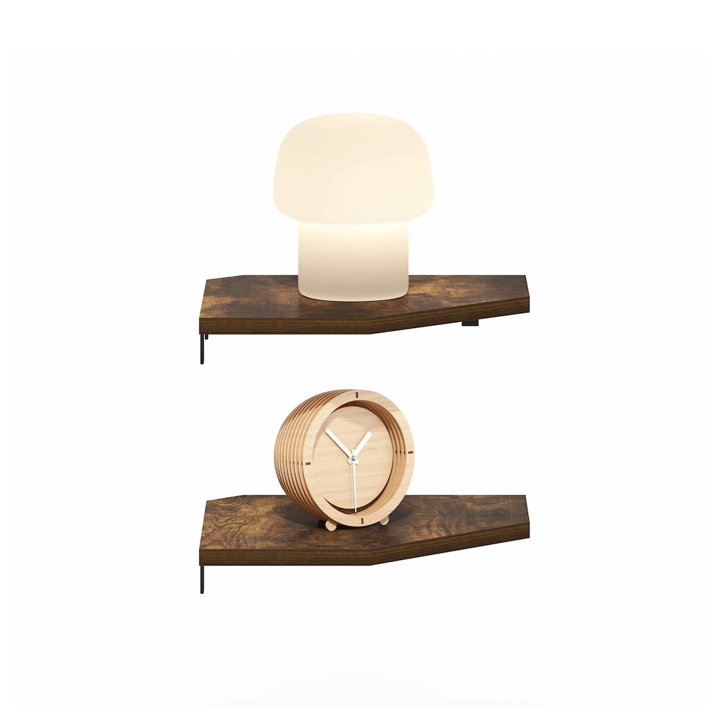 Rossi Hexagon Corner Floating Shelves, Wall Mount Display Shelf, Set of 2. Picture 4