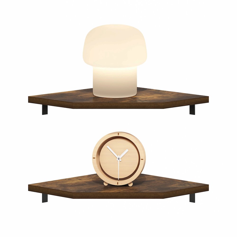 Rossi Hexagon Corner Floating Shelves, Wall Mount Display Shelf, Set of 2. Picture 5
