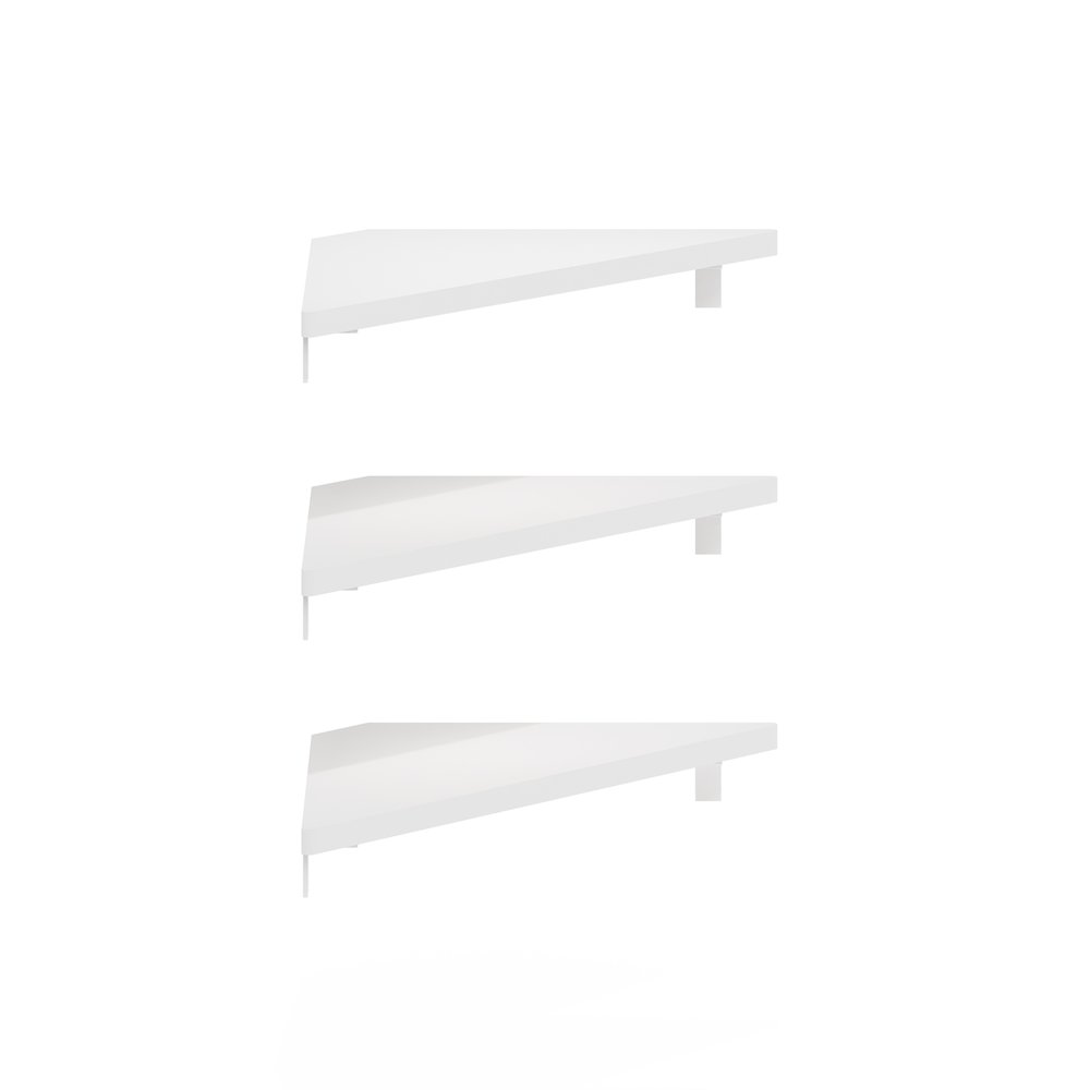 Triangle Corner Floating Shelves, Wall Mount Display Shelf, White, Set of 3. Picture 3