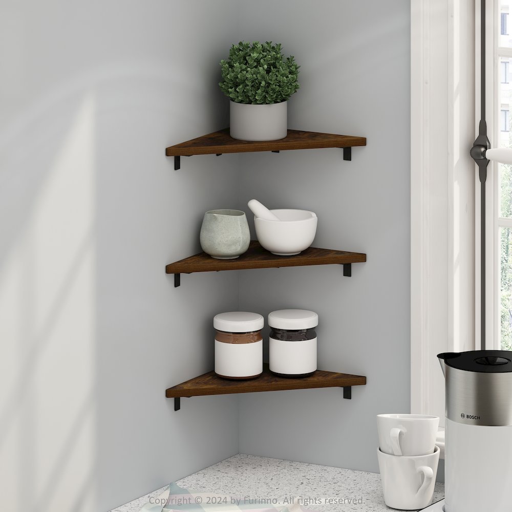 Rossi Triangle Corner Floating Shelves, Wall Mount Display Shelf, Set of 3. Picture 6