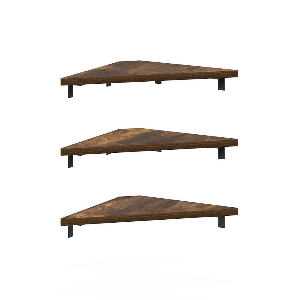 Rossi Triangle Corner Floating Shelves, Wall Mount Display Shelf, Set of 3. Picture 1
