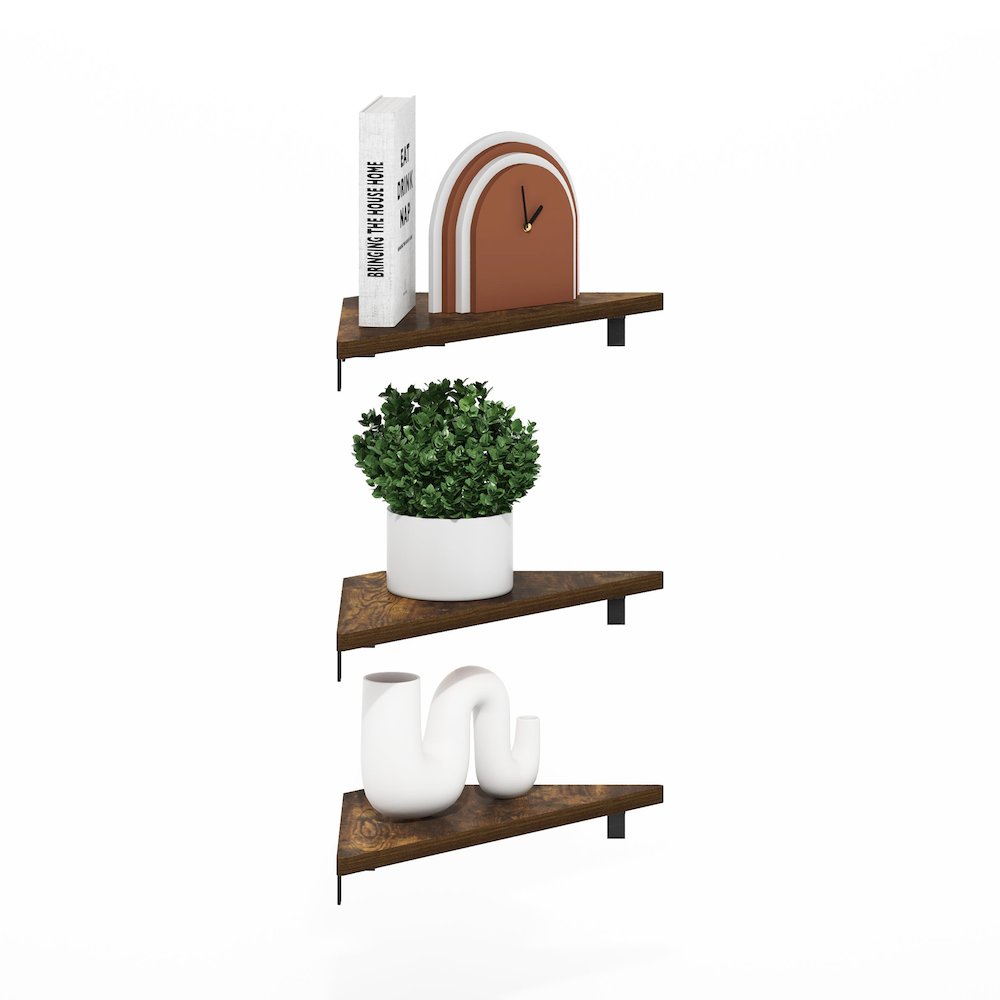 Rossi Triangle Corner Floating Shelves, Wall Mount Display Shelf, Set of 3. Picture 4