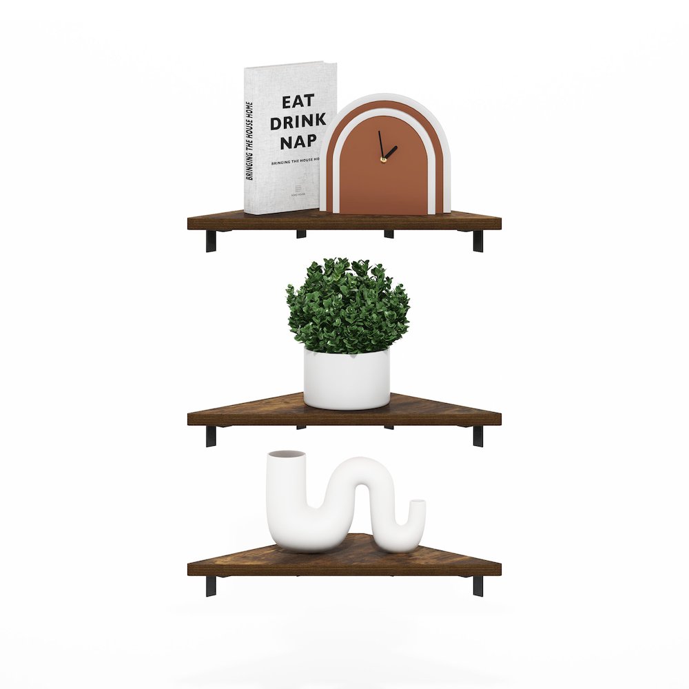 Rossi Triangle Corner Floating Shelves, Wall Mount Display Shelf, Set of 3. Picture 5
