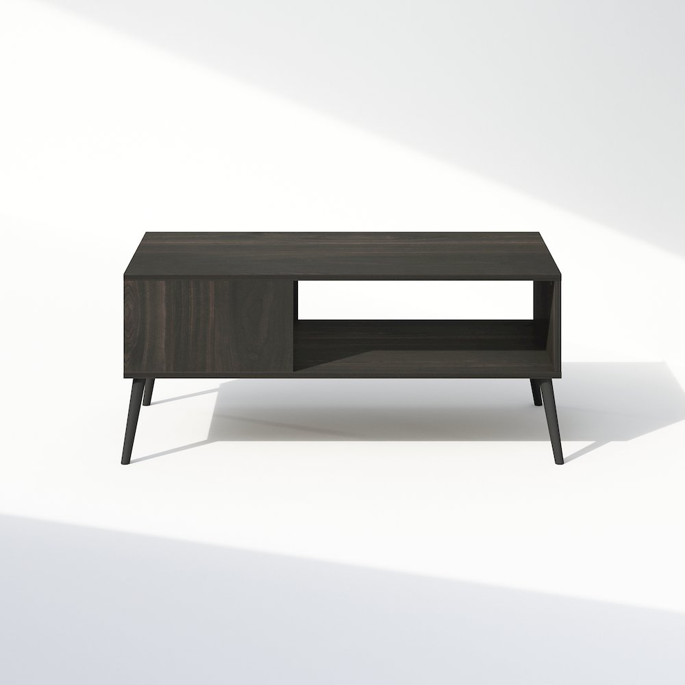 Claude Mid Century Style TV Stand for TV up to 40 with Wood Legs, Espresso. Picture 3