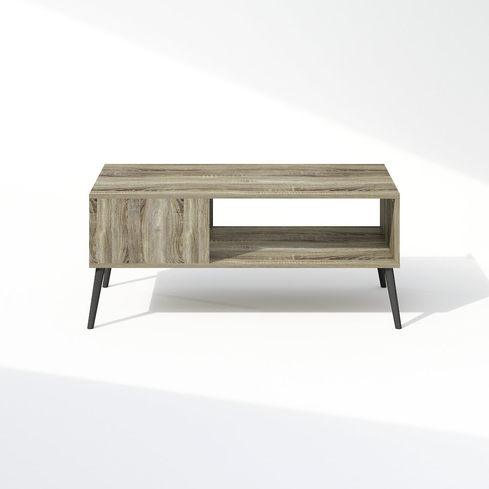 Claude Mid Century Style TV Stand for TV up to 40 with Wood Legs, French Oak. Picture 3