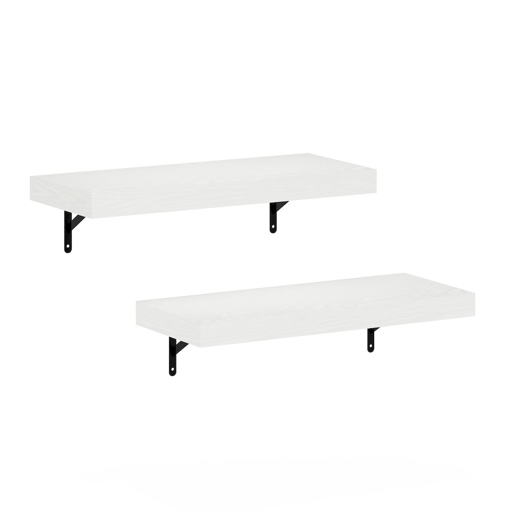 Tanna 22-Inch Wall Mounted Floating Display Shelves, White Texture, Set of 2. Picture 1