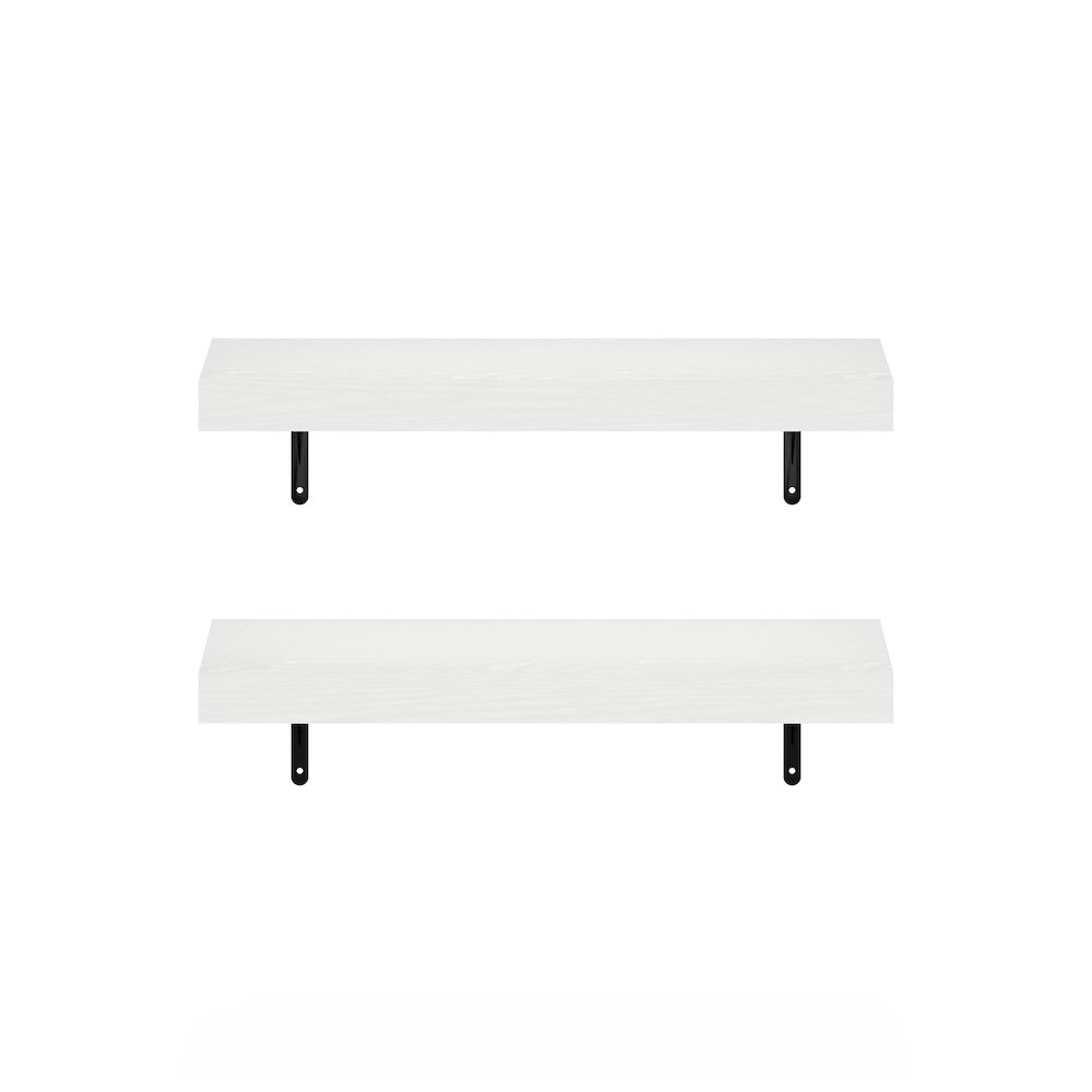 Tanna 22-Inch Wall Mounted Floating Display Shelves, White Texture, Set of 2. Picture 3