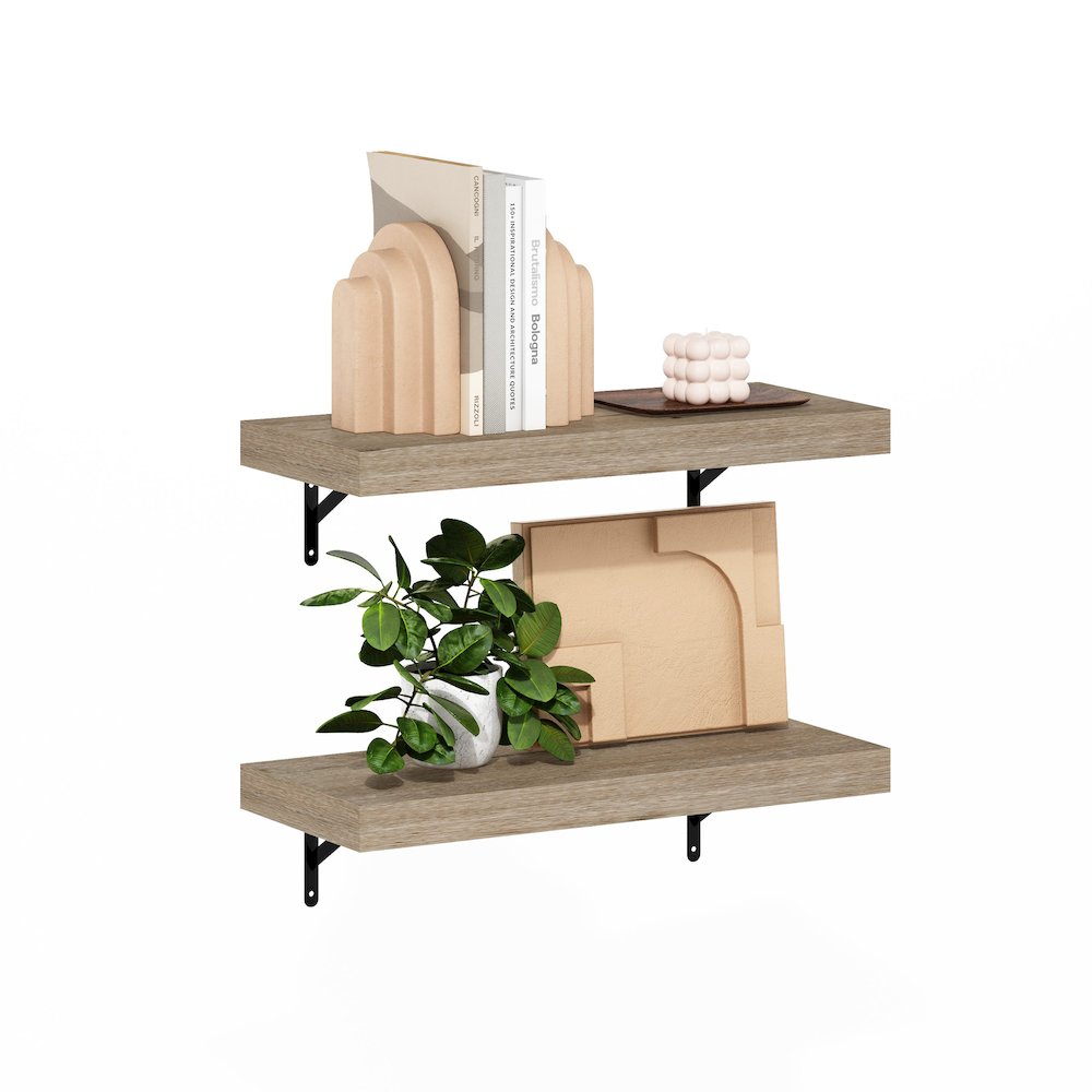 Tanna 22-Inch Wall Mounted Floating Display Shelves, Natural, Set of 2. Picture 4