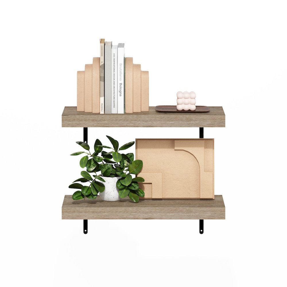 Tanna 22-Inch Wall Mounted Floating Display Shelves, Natural, Set of 2. Picture 5