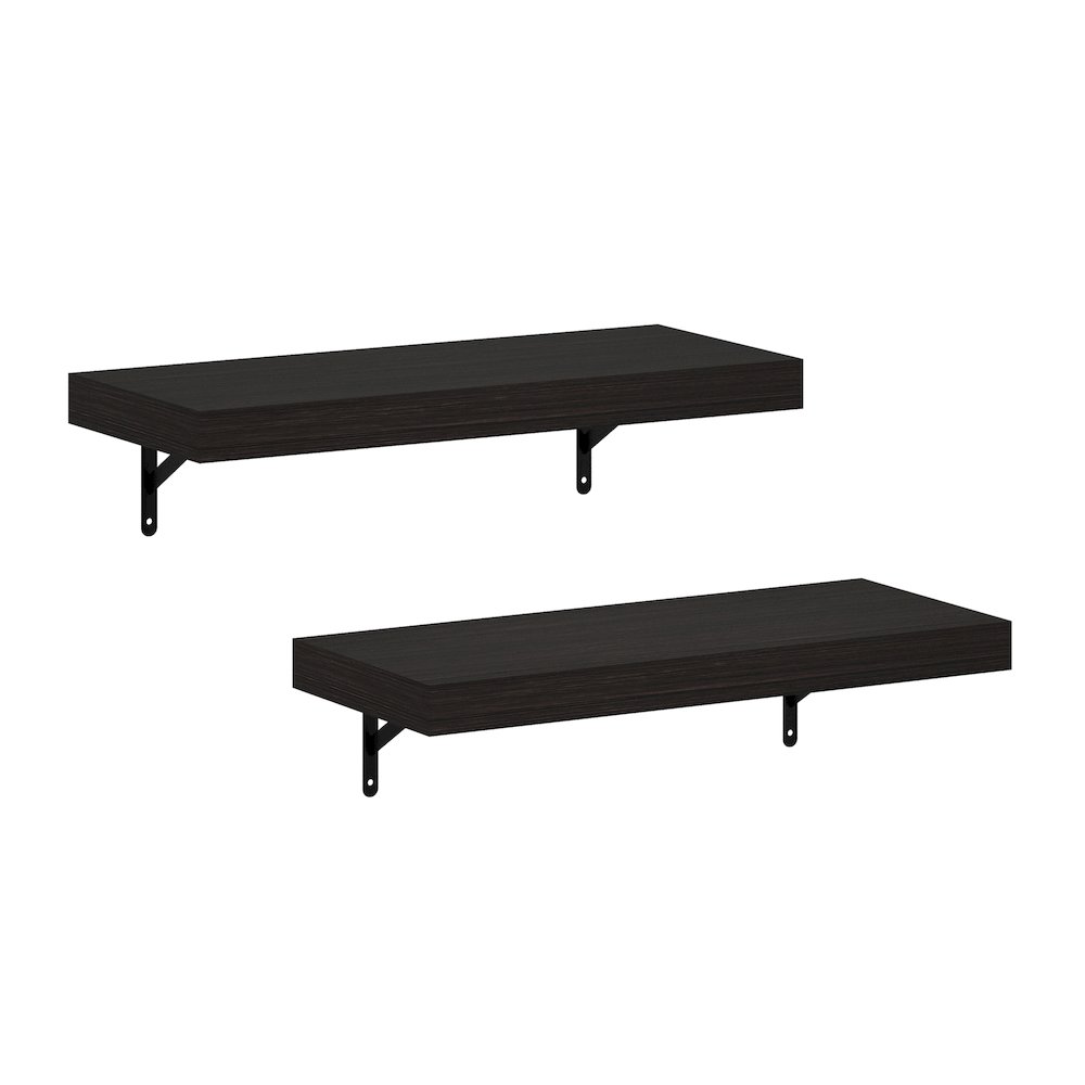 Tanna 22-Inch Wall Mounted Floating Display Shelves, Tobacco Oak, Set of 2. Picture 1