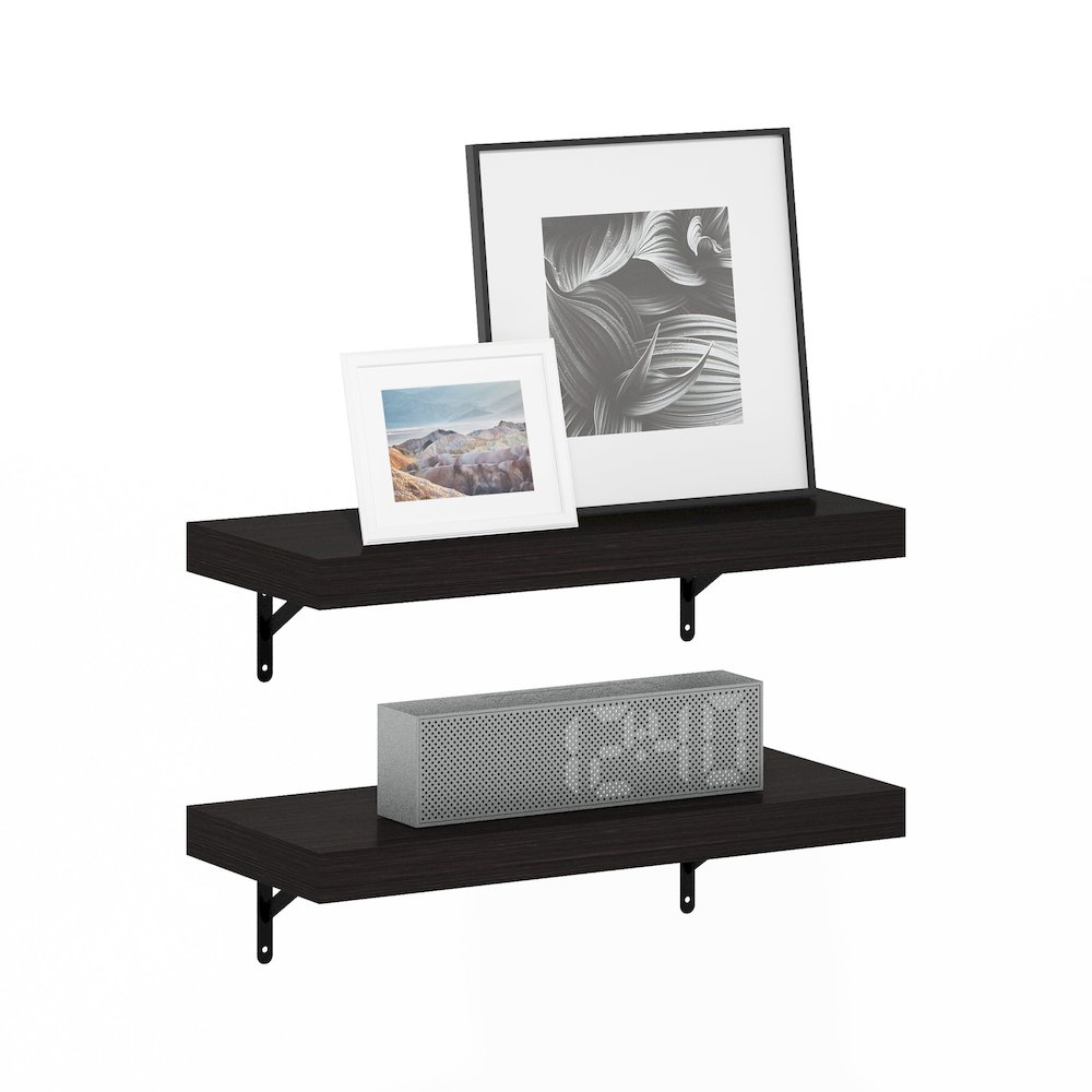 Tanna 22-Inch Wall Mounted Floating Display Shelves, Tobacco Oak, Set of 2. Picture 4