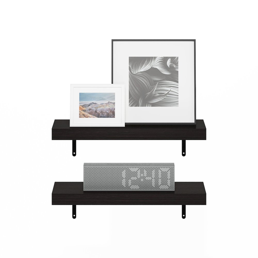 Tanna 22-Inch Wall Mounted Floating Display Shelves, Tobacco Oak, Set of 2. Picture 5