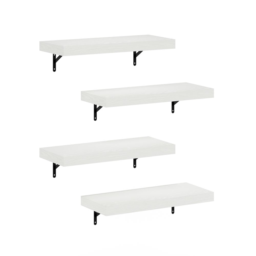 Tanna 22-Inch Wall Mounted Floating Display Shelves, White Texture, Set of 4. Picture 1