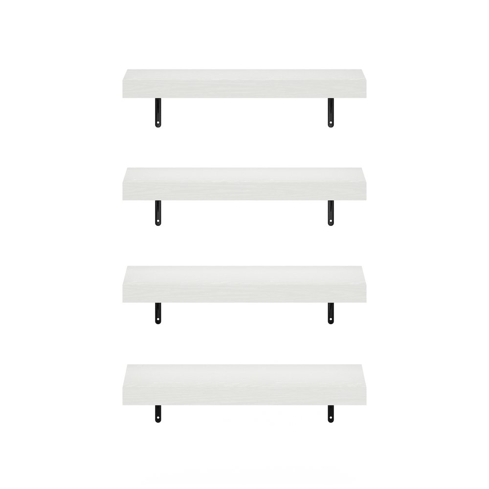 Tanna 22-Inch Wall Mounted Floating Display Shelves, White Texture, Set of 4. Picture 3