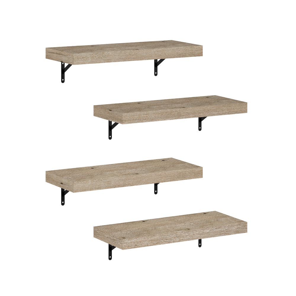 Tanna 22-Inch Wall Mounted Floating Display Shelves, Natural, Set of 4. Picture 1