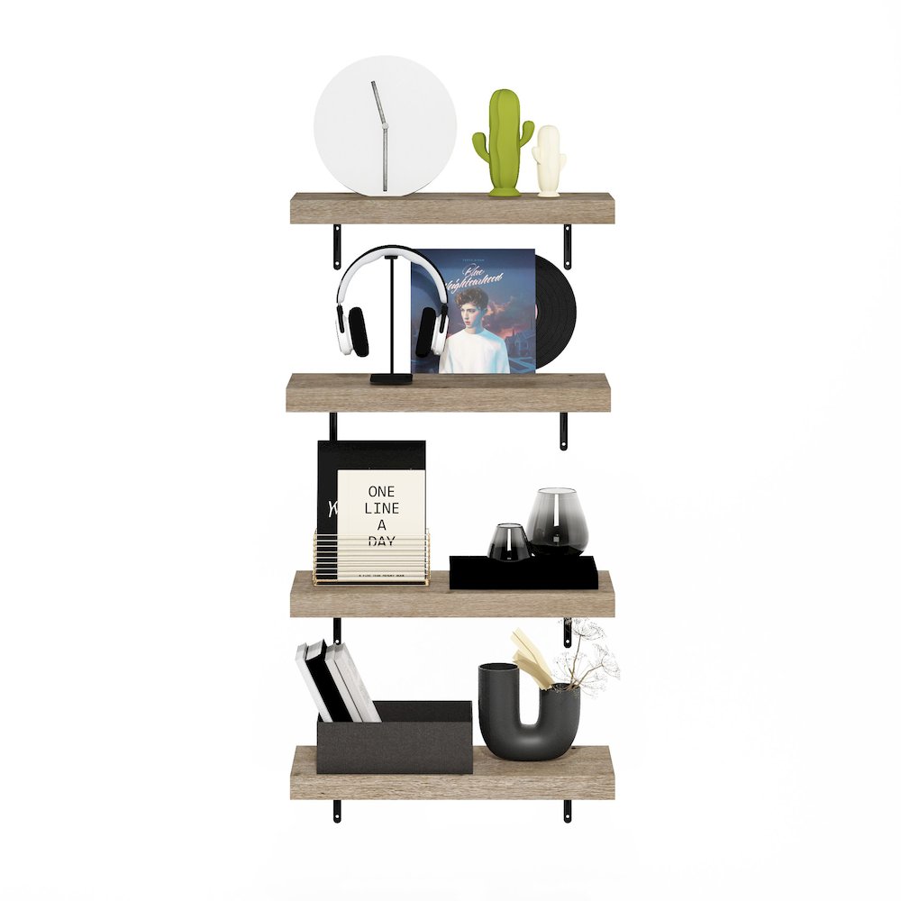 Tanna 22-Inch Wall Mounted Floating Display Shelves, Natural, Set of 4. Picture 5