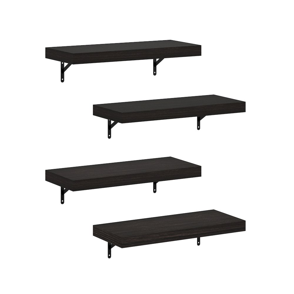 Tanna 22-Inch Wall Mounted Floating Display Shelves, Tobacco Oak, Set of 4. Picture 1