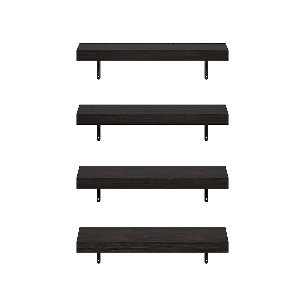 Tanna 22-Inch Wall Mounted Floating Display Shelves, Tobacco Oak, Set of 4. Picture 3