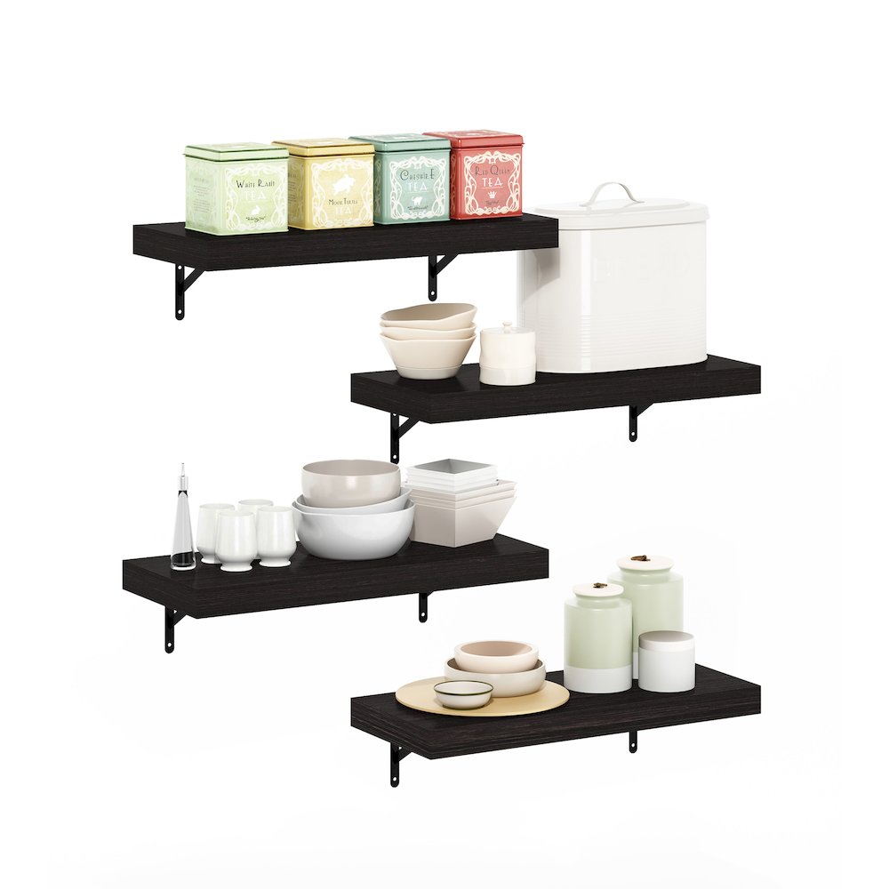 Tanna 22-Inch Wall Mounted Floating Display Shelves, Tobacco Oak, Set of 4. Picture 4