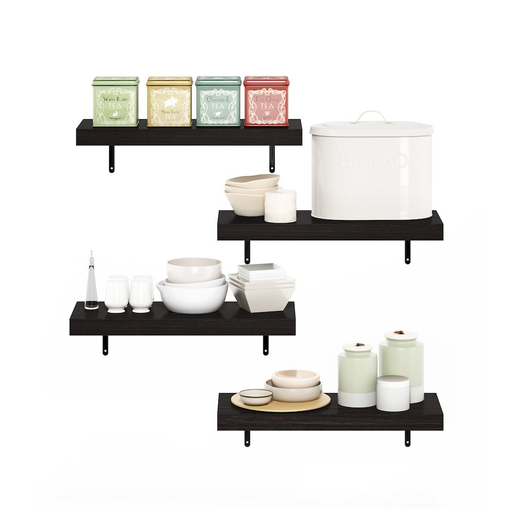 Tanna 22-Inch Wall Mounted Floating Display Shelves, Tobacco Oak, Set of 4. Picture 5