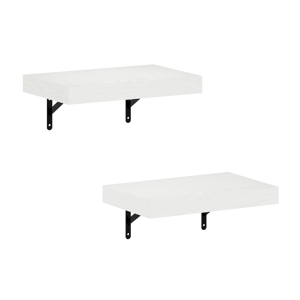 Tanna 15-Inch Wall Mounted Floating Display Shelves, White Texture, Set of 2. Picture 1