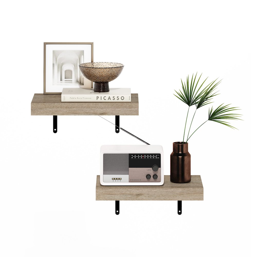 Tanna 15-Inch Wall Mounted Floating Display Shelves, Natural, Set of 2. Picture 5