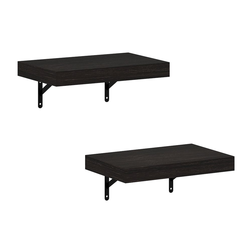 Tanna 15-Inch Wall Mounted Floating Display Shelves, Tobacco Oak, Set of 2. Picture 1