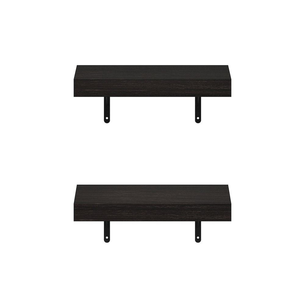 Tanna 15-Inch Wall Mounted Floating Display Shelves, Tobacco Oak, Set of 2. Picture 3