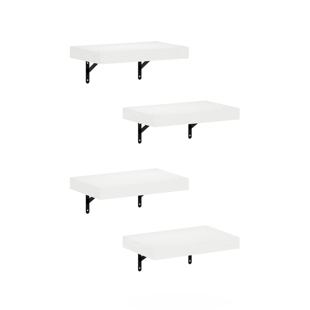 Tanna 15-Inch Wall Mounted Floating Display Shelves, White Texture, Set of 4. Picture 1