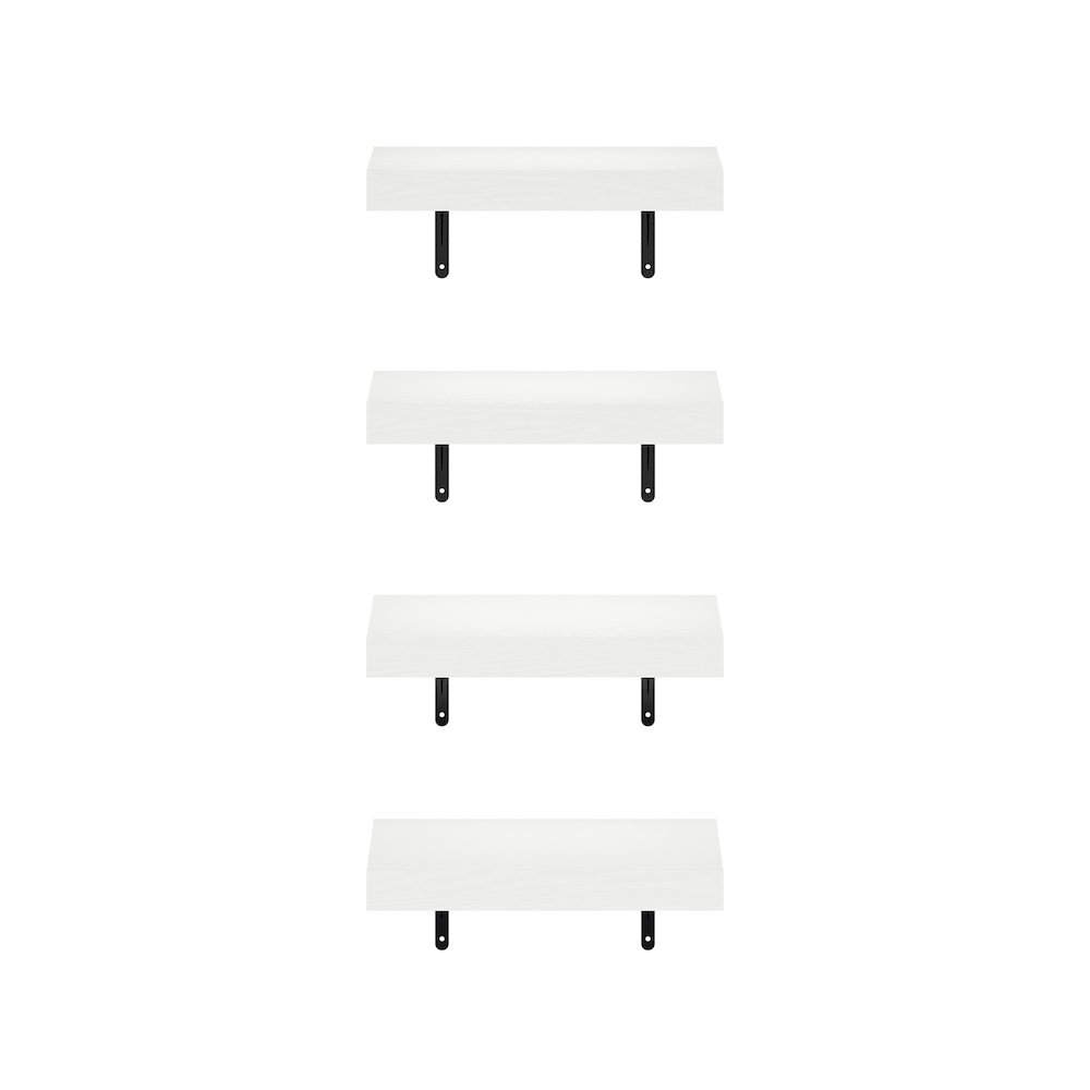 Tanna 15-Inch Wall Mounted Floating Display Shelves, White Texture, Set of 4. Picture 3