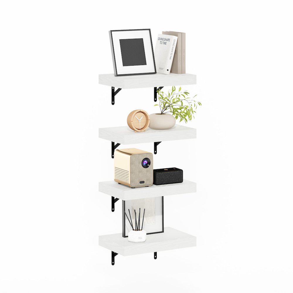 Tanna 15-Inch Wall Mounted Floating Display Shelves, White Texture, Set of 4. Picture 4