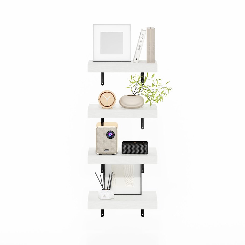 Tanna 15-Inch Wall Mounted Floating Display Shelves, White Texture, Set of 4. Picture 5