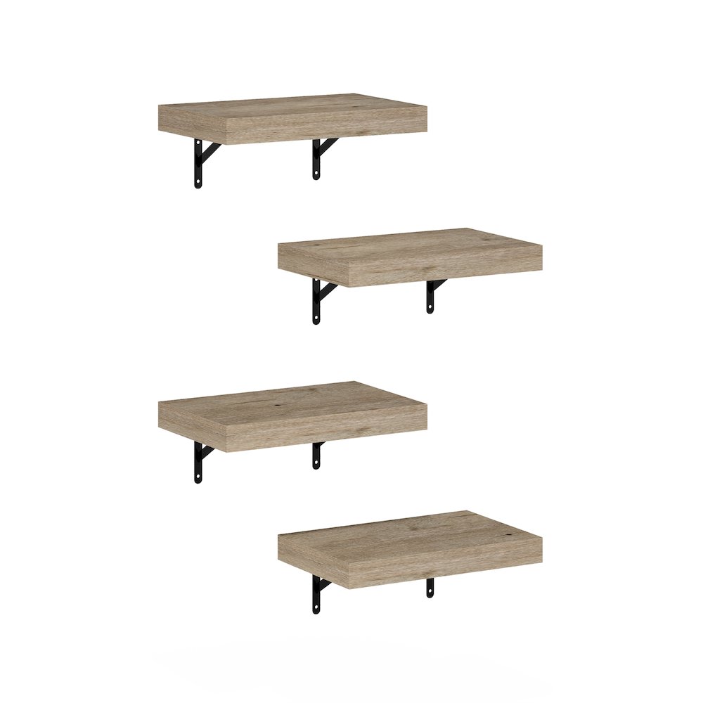 Tanna 15-Inch Wall Mounted Floating Display Shelves, Natural, Set of 4. Picture 1