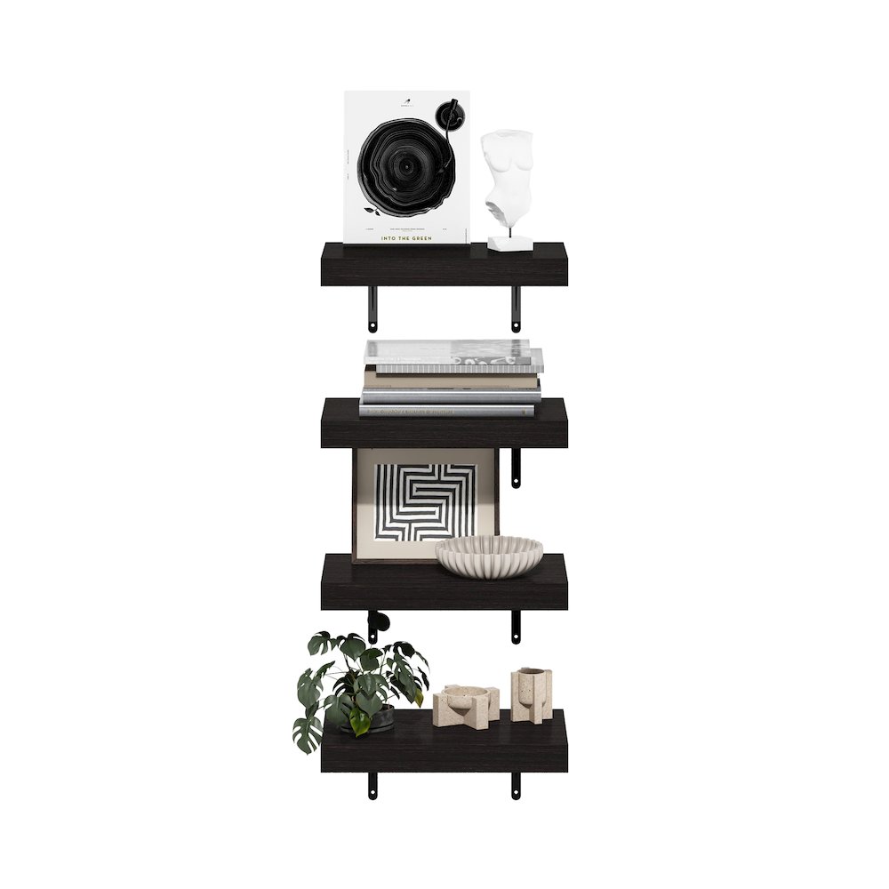 Tanna 15-Inch Wall Mounted Floating Display Shelves, Tobacco Oak, Set of 4. Picture 5