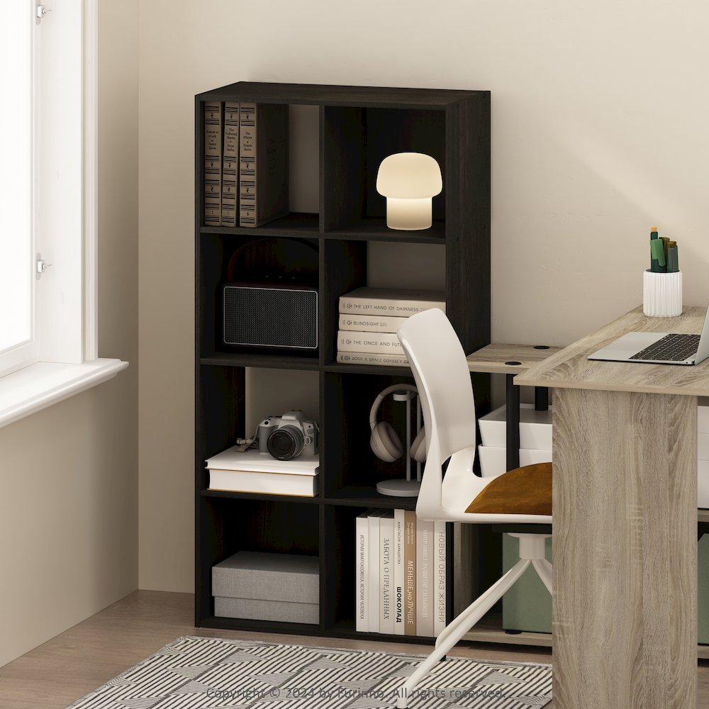 Pelli Cubic Storage Cabinet, Bookcase, Bookshelf, 8-Cube, Espresso. Picture 6