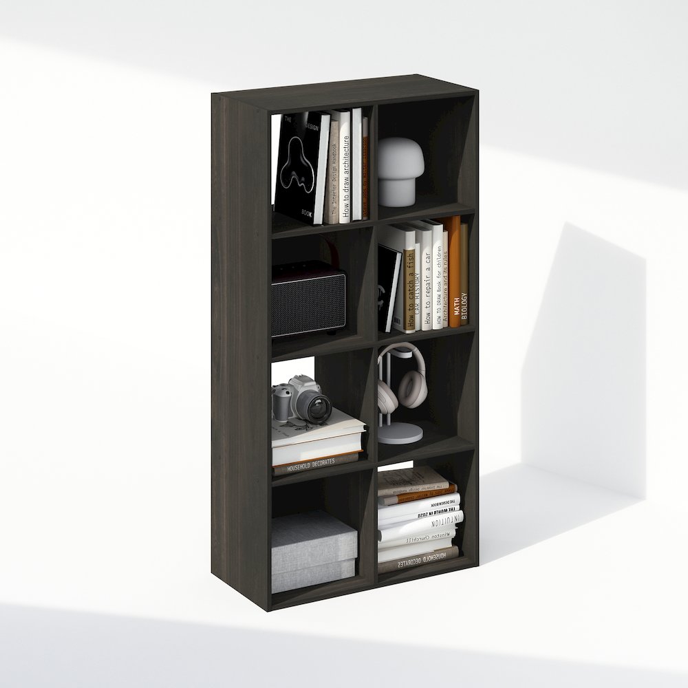 Pelli Cubic Storage Cabinet, Bookcase, Bookshelf, 8-Cube, Espresso. Picture 4