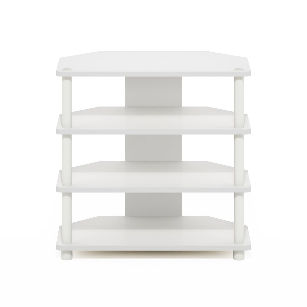 Econ Easy Assembly 4-Tier Petite TV Stand, White/White. Picture 3