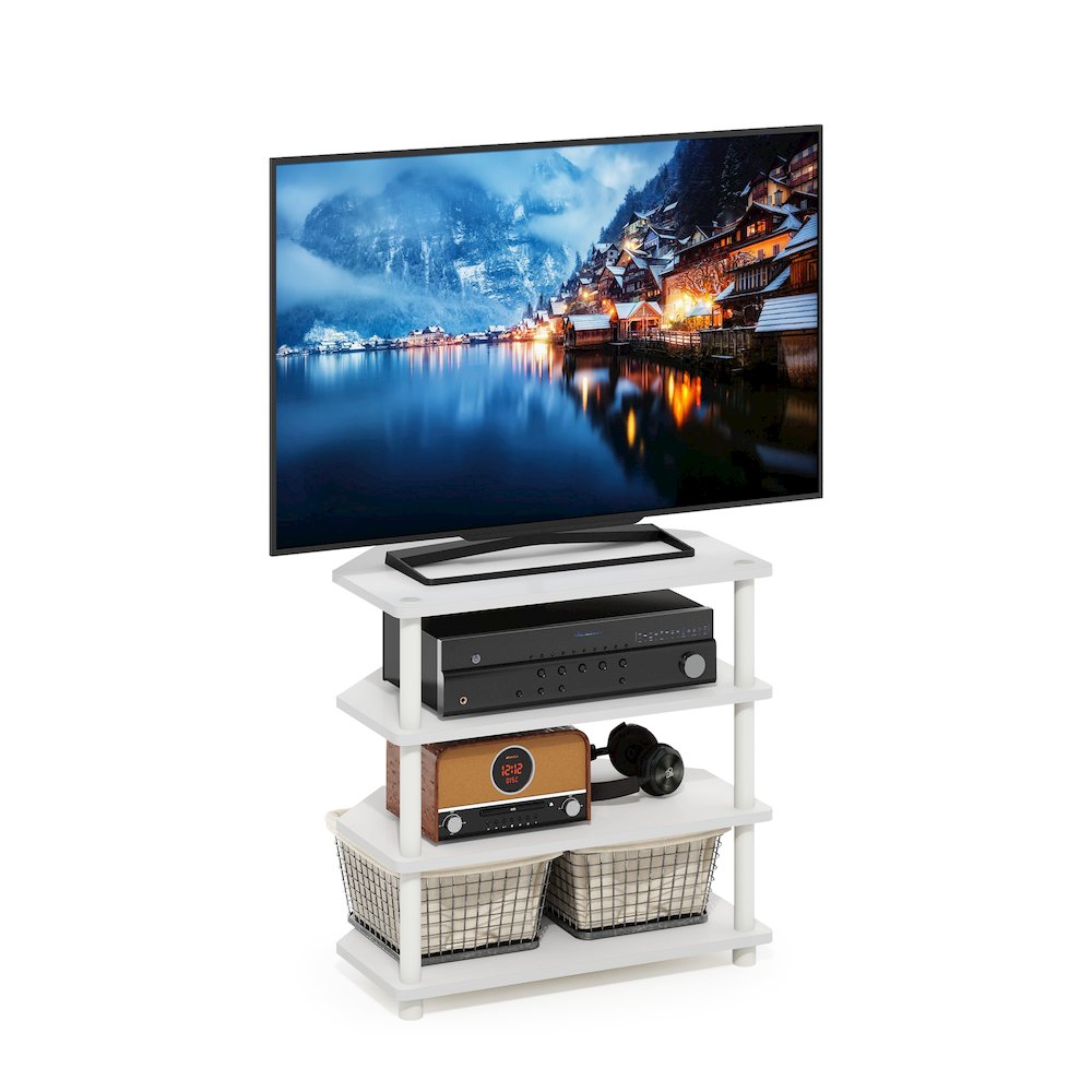 Econ Easy Assembly 4-Tier Petite TV Stand, White/White. Picture 4