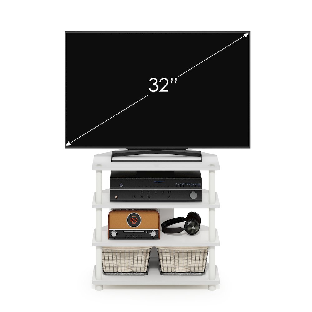 Econ Easy Assembly 4-Tier Petite TV Stand, White/White. Picture 5
