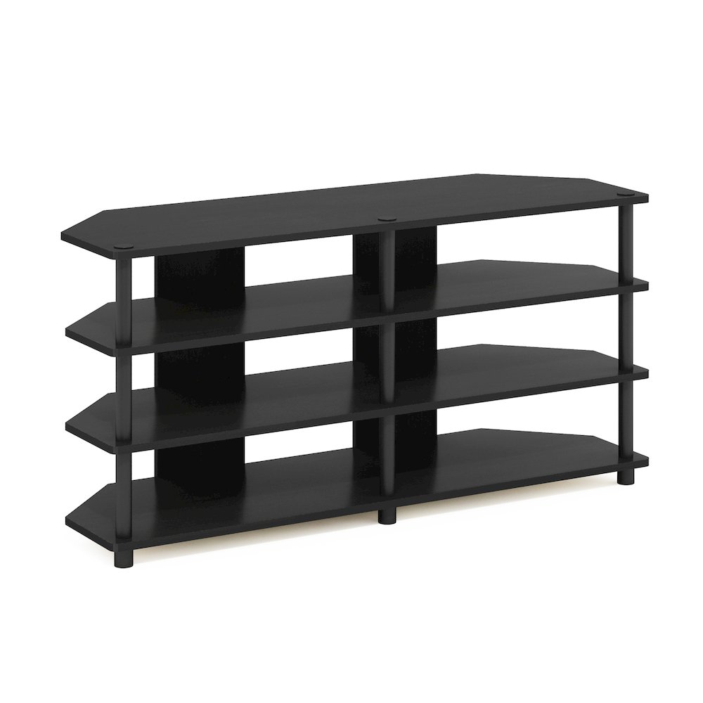 Econ Easy Assembly 4-Tier Corner TV Stand for TV up to 55-Inch, Blackwood/Black. Picture 1